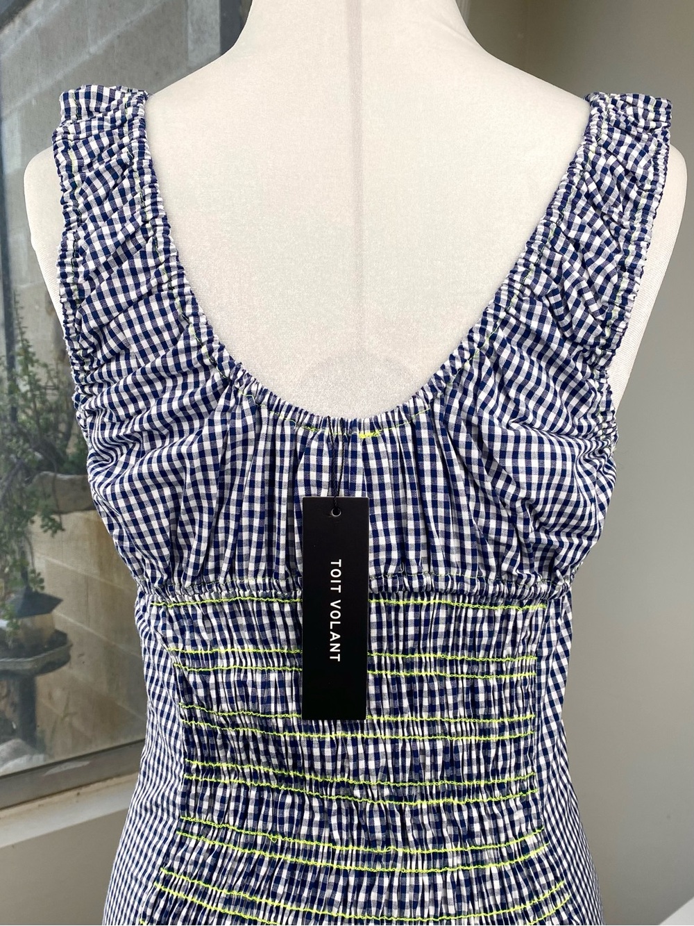 Toit Volant NWT Gingham Bella Smocked Cutout Maxi Dress, XS/S - Picture 6 of 10